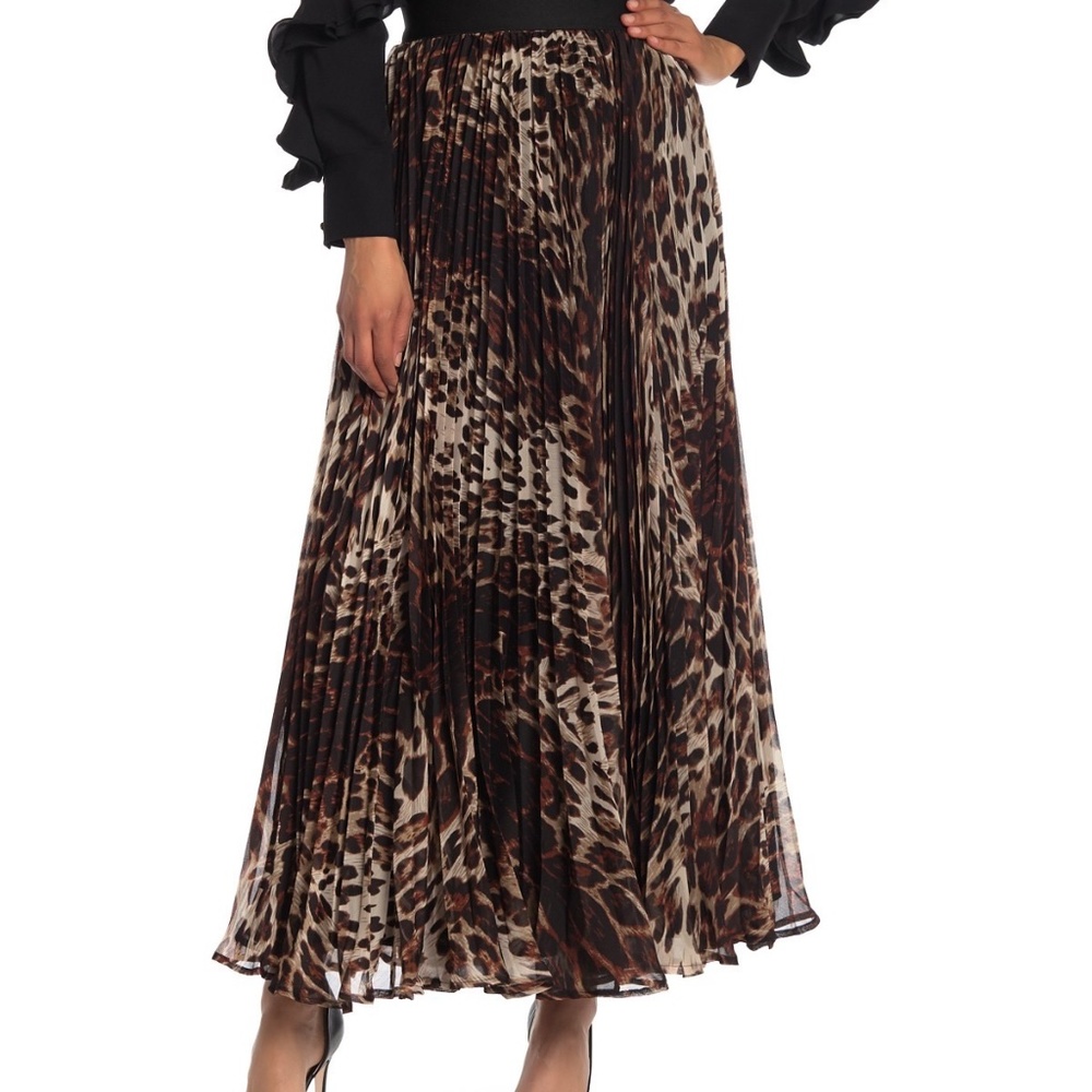 GRACIA Leopard Long Pleats Skirt
